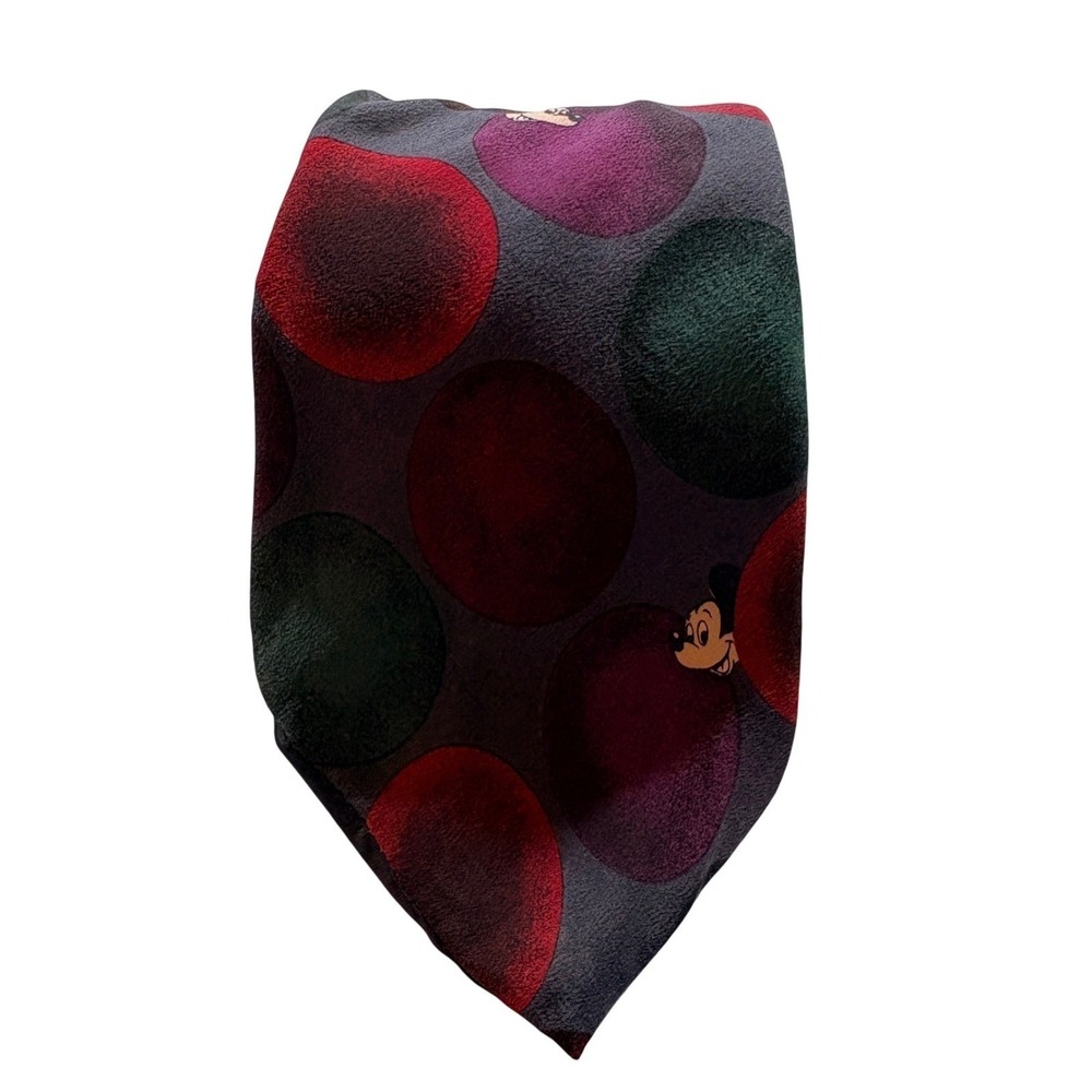 Disney Originals Mickey Mouse Tie Mens OS Silk Polka Dot Vintage Classic Gray